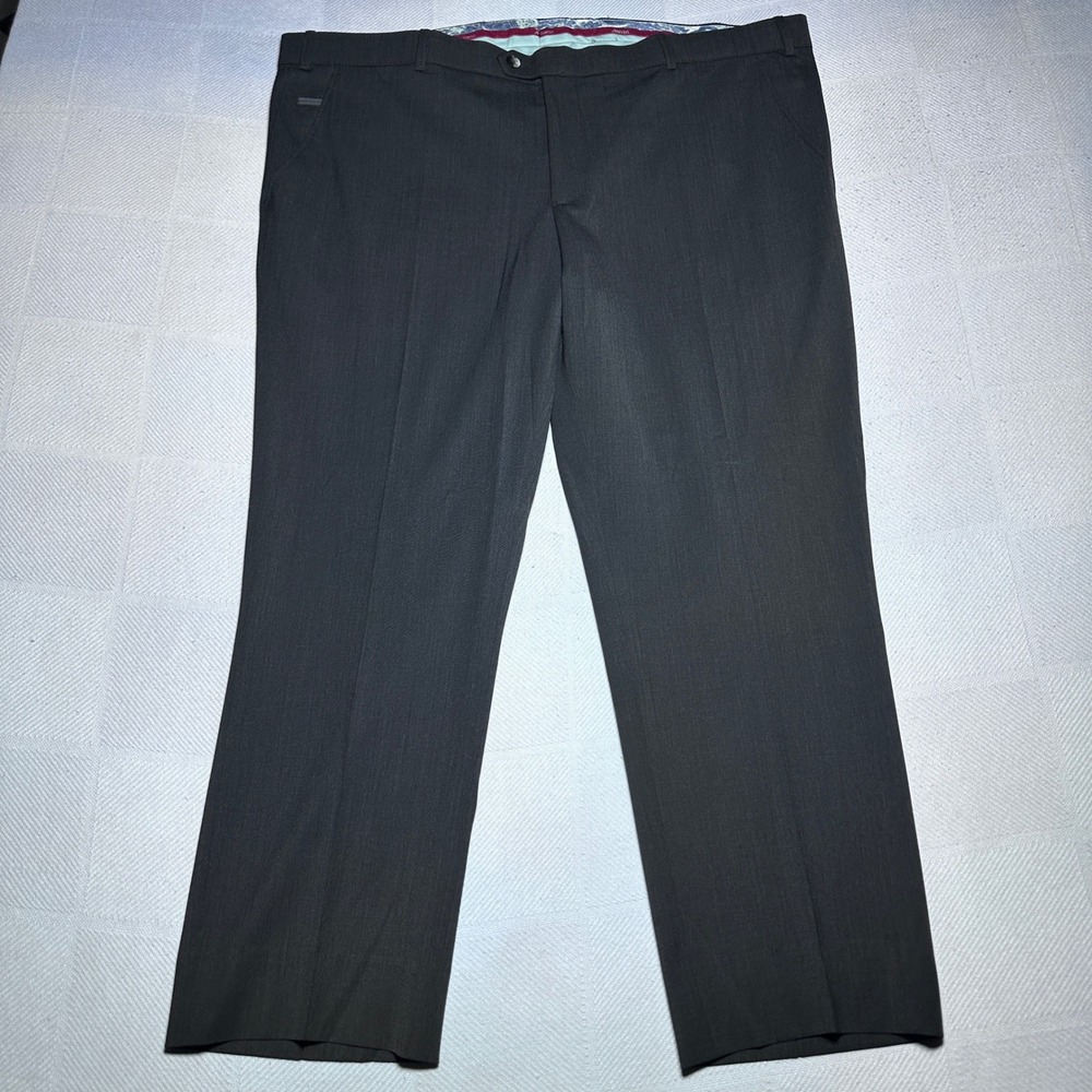 Meyer Bonn Dress Pants Mens 44x29 Modern Comfort Wool Blend Charcoal Gray